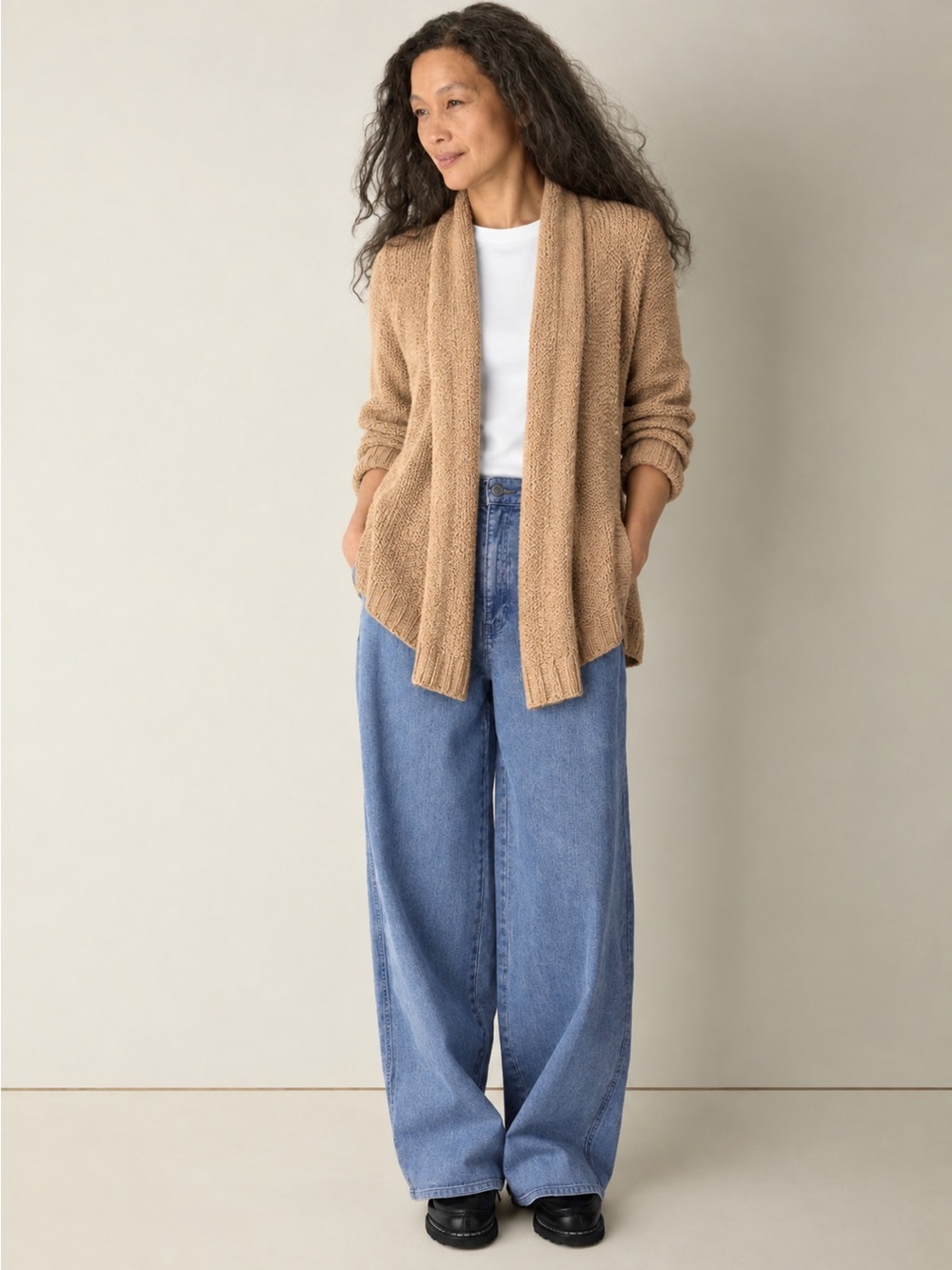 Eileen Fisher Limited Edition Honey Cocoon Cardigan Merino Cashmere Silk
